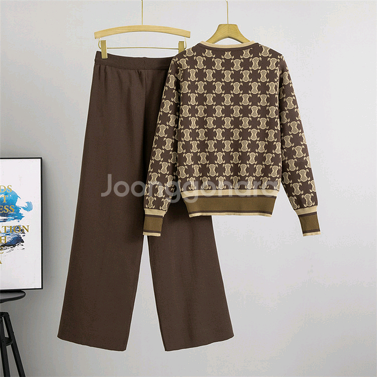 새상품 고퀄 자수 니트 수입의류 투피스 세트--2