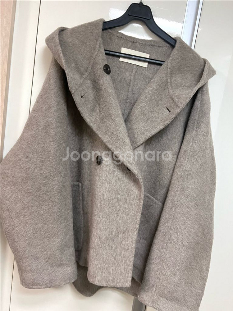 22년 제평 노이 a noi 알파카 울 후드 숏코트 더블버튼 하프코트 반코트 자켓--4