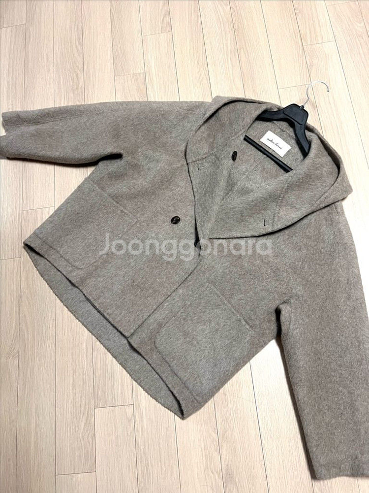 22년 제평 노이 a noi 알파카 울 후드 숏코트 더블버튼 하프코트 반코트 자켓--2