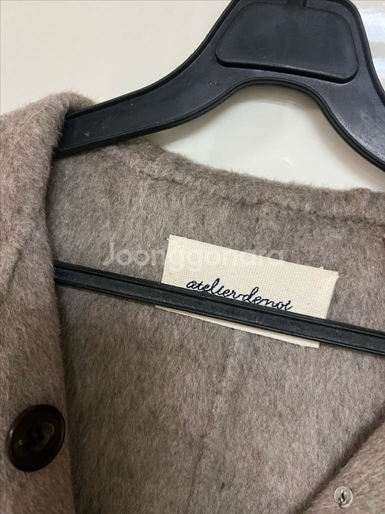 22년 제평 노이 a noi 알파카 울 후드 숏코트 더블버튼 하프코트 반코트 자켓--8