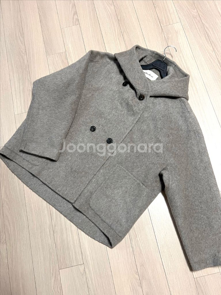 22년 제평 노이 a noi 알파카 울 후드 숏코트 더블버튼 하프코트 반코트 자켓--12