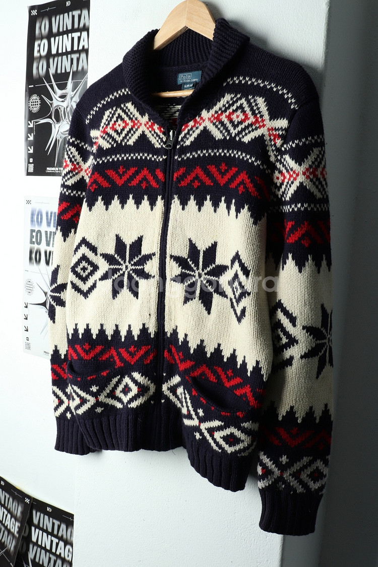 (M) 폴로 랄프로렌 니트 가디건 집업 성조기 코위찬--0