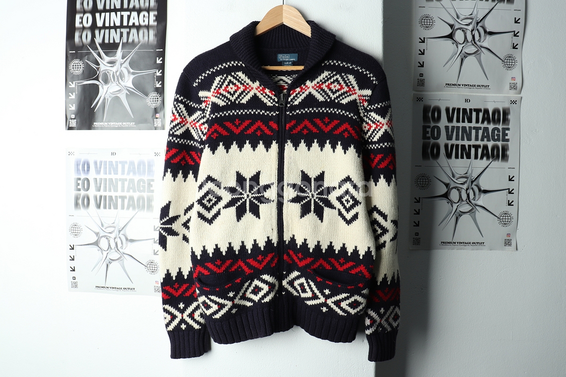 (M) 폴로 랄프로렌 니트 가디건 집업 성조기 코위찬--1