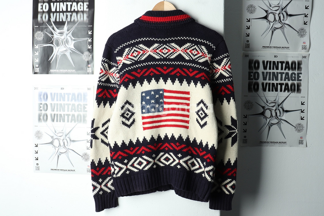 (M) 폴로 랄프로렌 니트 가디건 집업 성조기 코위찬--4