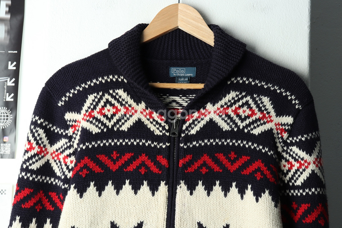 (M) 폴로 랄프로렌 니트 가디건 집업 성조기 코위찬--2