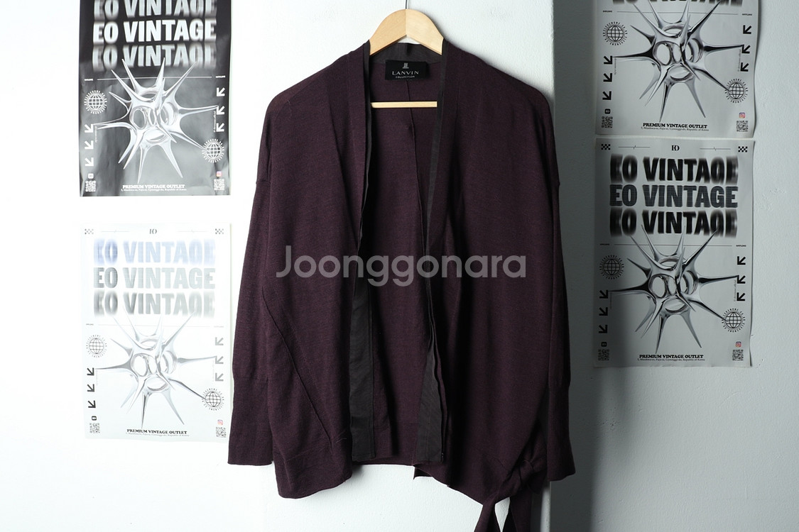 W(M-F) 랑방 니트 가디건 한섬 퍼플 울 한정판--1