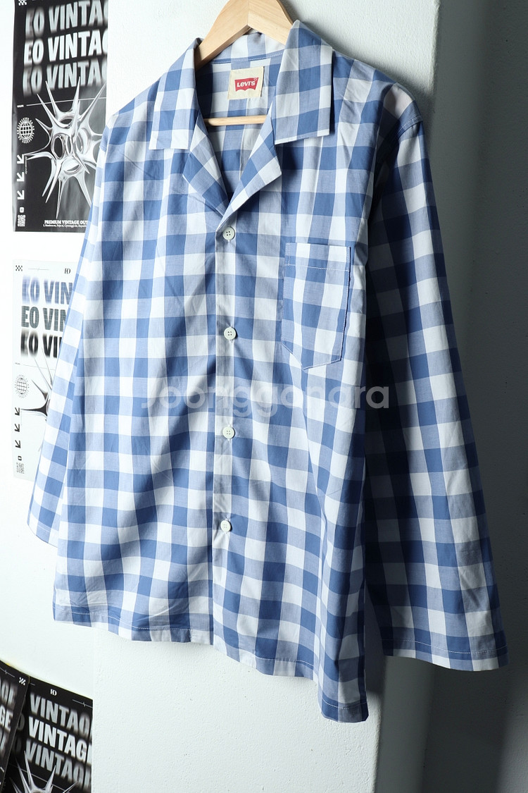 (M-L) 리바이스 셔츠 남방 체크 블루--0