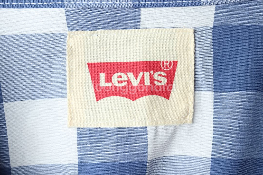 (M-L) 리바이스 셔츠 남방 체크 블루--4