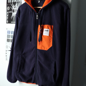 (F) 브랜드빈티지 후드집업 크럼프 후리스 네이비