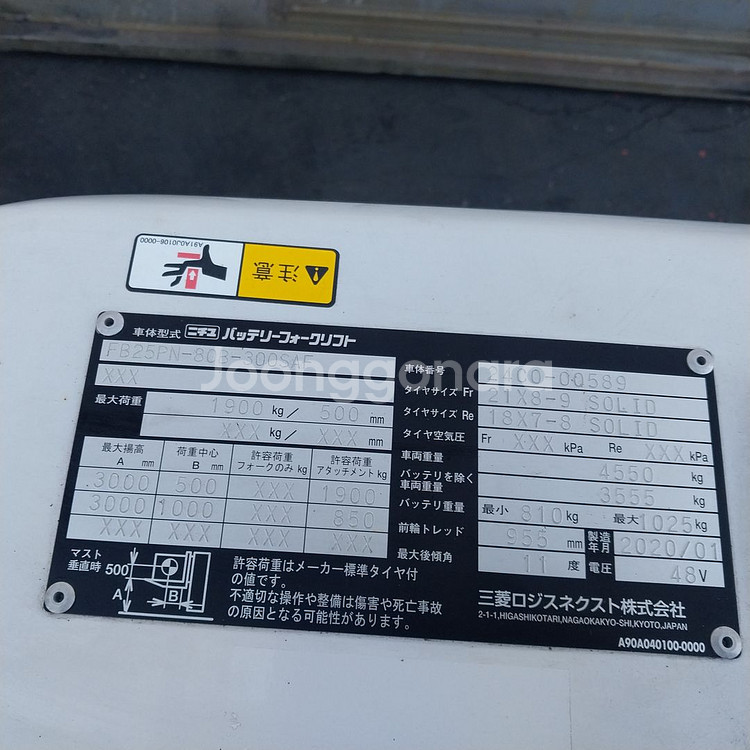 니찌유 전동지게차 2.5톤 사이드쉬프트장착 자동발양개식 복합형 2020년식--5