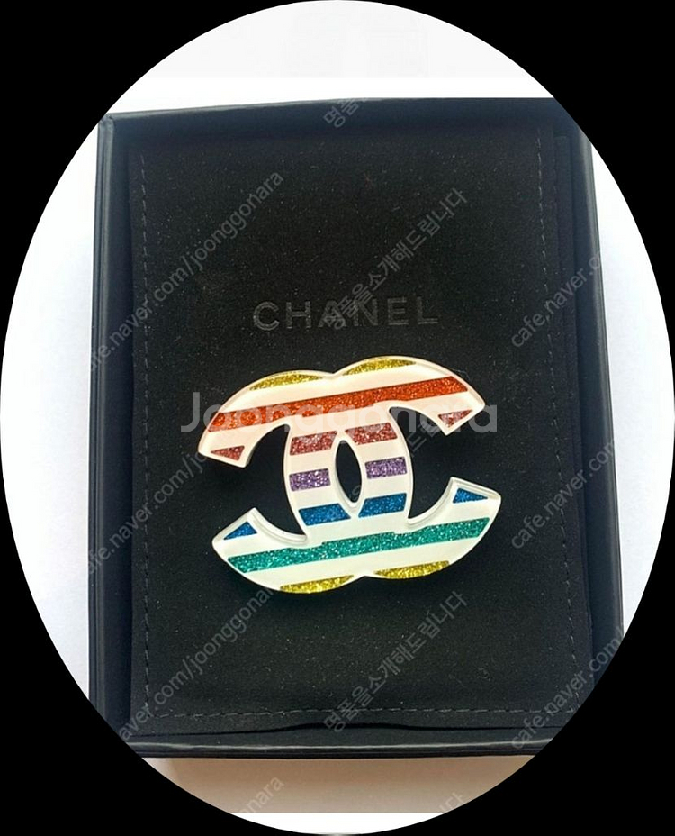 샤넬 부로치 럭셔리 브랜드 홀로그램 CC 로고 브로치 정품--5