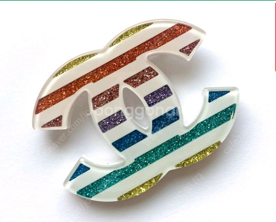 샤넬 부로치 럭셔리 브랜드 홀로그램 CC 로고 브로치 정품--6