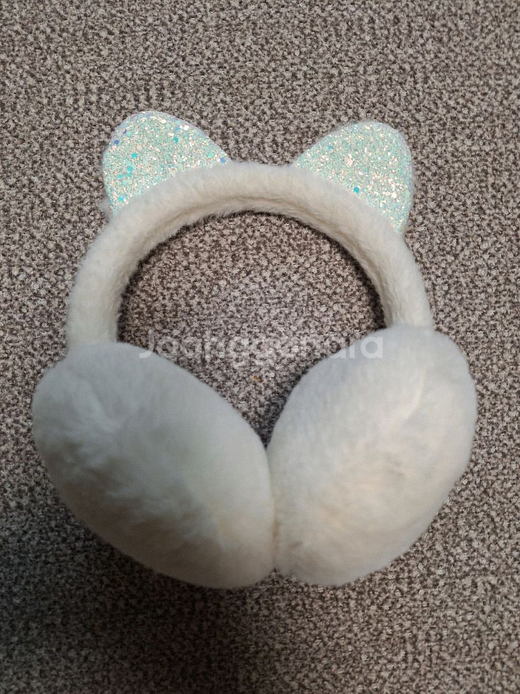 글리터 고양이귀 모양 방한 아동용 털 귀마개 귀돌이 2종 일괄--1