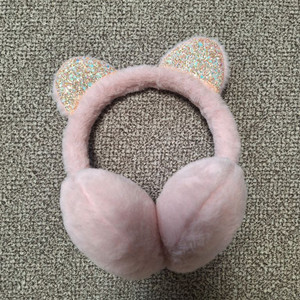 글리터 고양이귀 모양 방한 아동용 털 귀마개 귀돌이 2종 일괄