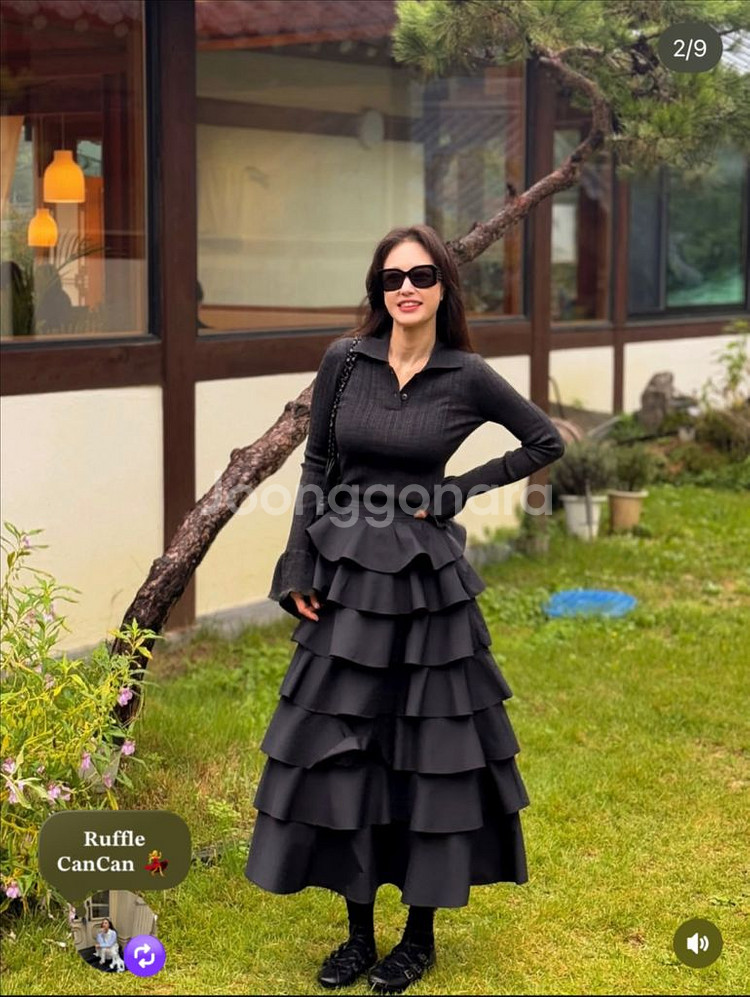 지요 플레어 폴로 니트탑--0