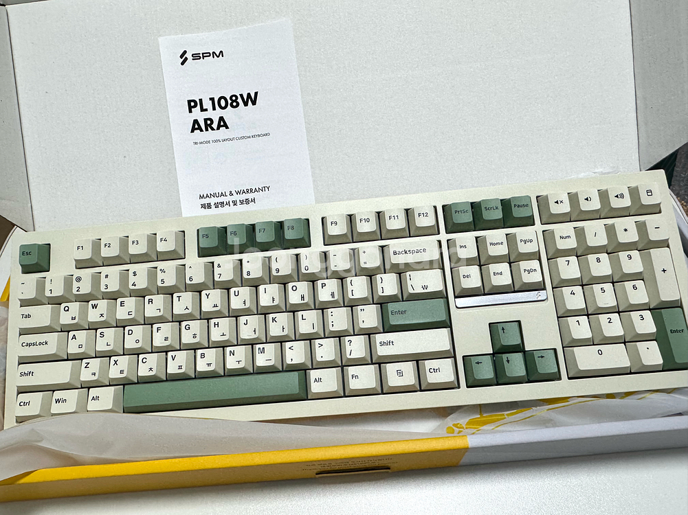 (SPM) 유 무선 블루투스 기계식 키보드 SPM PL108W ARA 베이지/몽돌 화이트--2