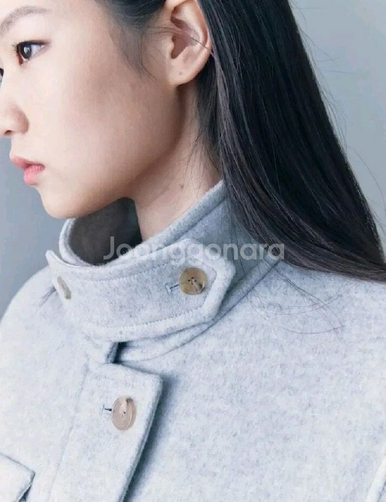 구호플러스 하이넥 세미 코쿤핏 캐시미어울 코트 프리사이즈--3