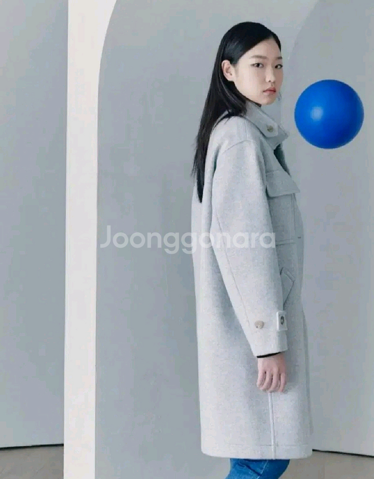 구호플러스 하이넥 세미 코쿤핏 캐시미어울 코트 프리사이즈--4