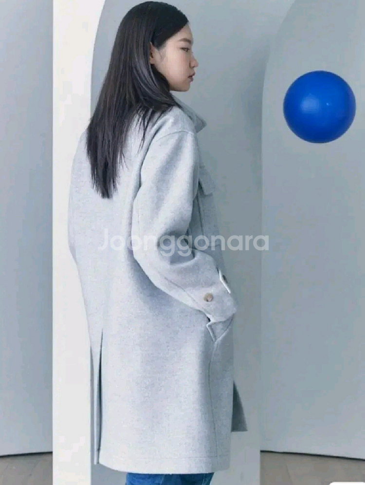 구호플러스 하이넥 세미 코쿤핏 캐시미어울 코트 프리사이즈--2