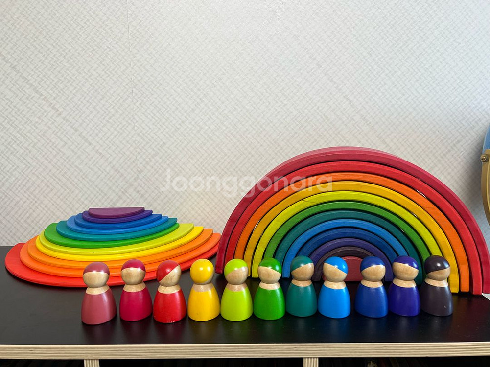 지아지조 발도르프 원목 레인보우 교구 세트 + 세계지도퍼즐--1