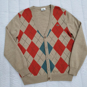 남자100 라코스테 아가일 니트가디건