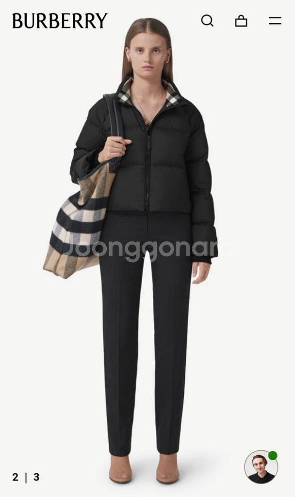 버버리 여성 패딩 점퍼 S 55사이즈--0