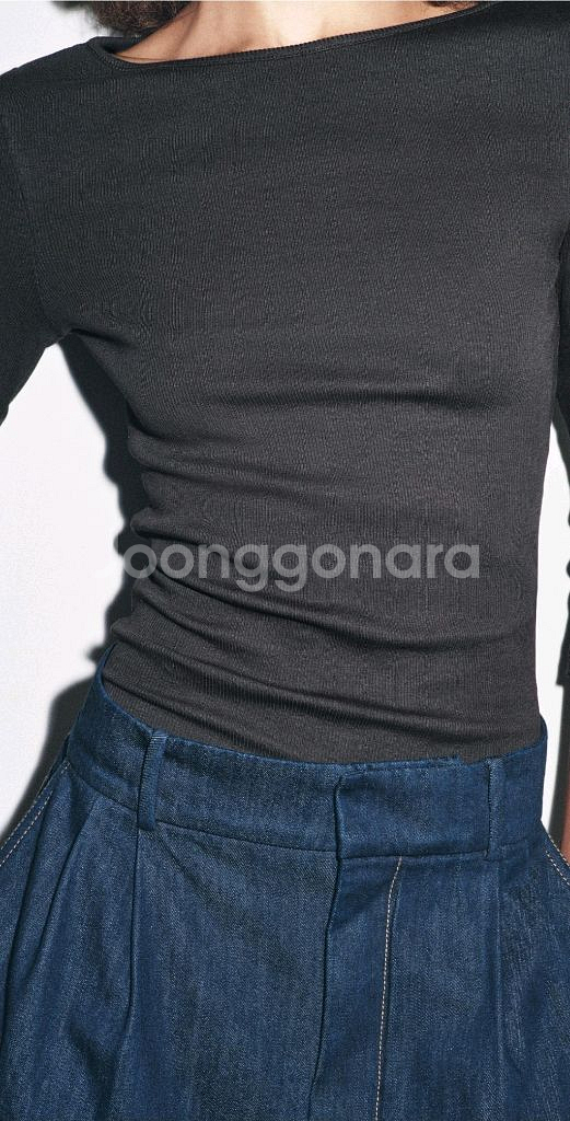 [새상품,50프로할인] 자라 보트넥 코튼 티셔츠--5