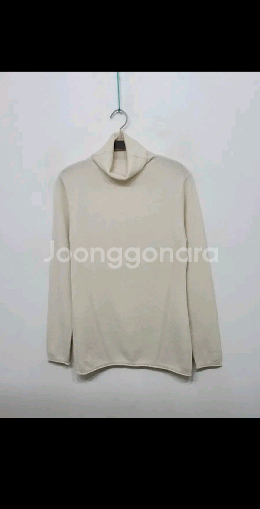 (M) 목폴라 캐시미어 니트 아이보리 무지 터틀넥 스웨터--0