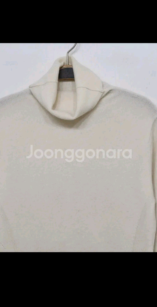 (M) 목폴라 캐시미어 니트 아이보리 무지 터틀넥 스웨터--1
