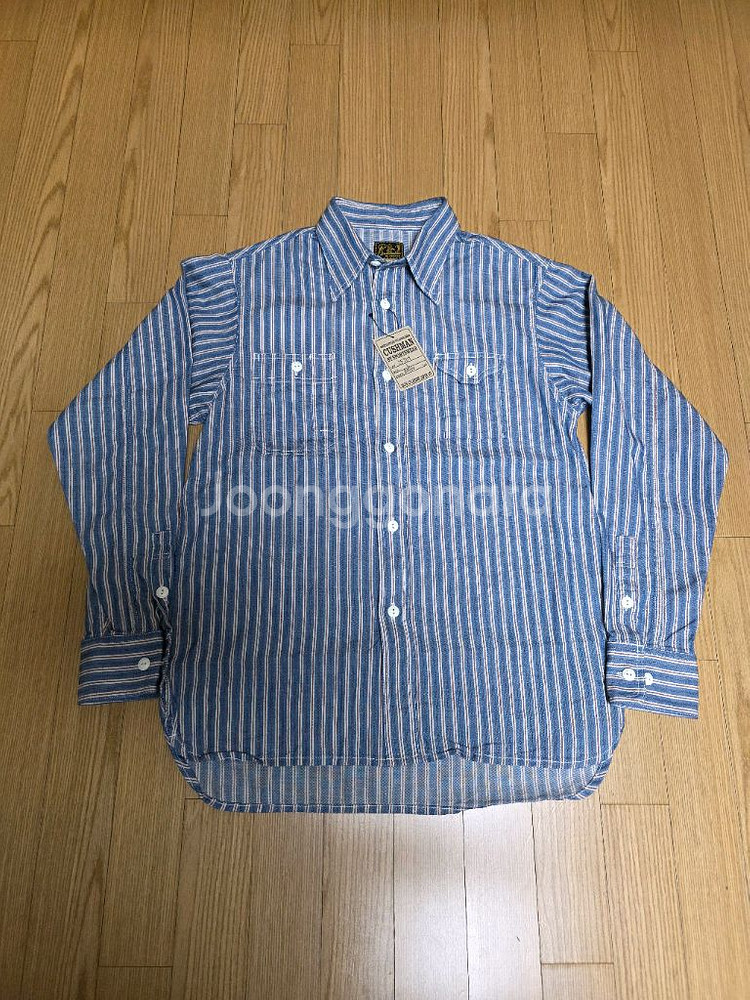 쿠쉬맨 인디고 스트라이프 워크 셔츠 Lot.25701--0