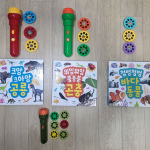 애플비 생생 손전등 사운드북 3개(공룡,곤충,바다동물)+타이거 프로젝트 손전등 장난감(동물,공룡 등)