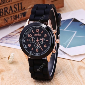 새 검정색 대형 학생용 패션 손목시계 아동 공용 선물