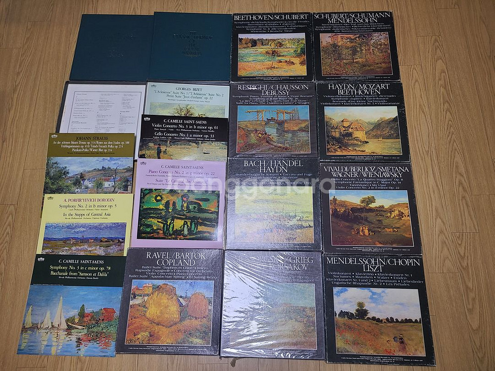 인터코드사(서라벌 레코드) 클래식 LP 전집(60장) + 해설서2권 + 서비스 기타LP4장--0
