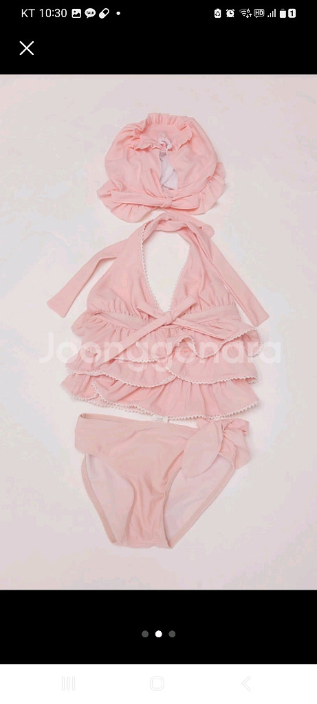 5-6세 여아 비키니 수영복 세트+팔 래쉬가드--1