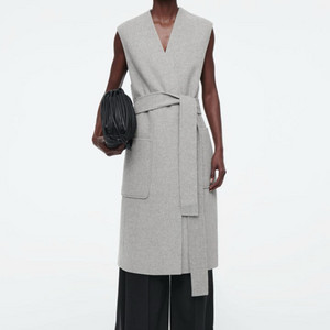 COS 코스 롱라인 더블페이스 울 웨이스트 코트 S