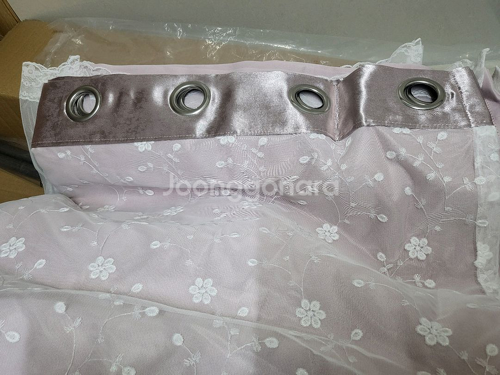 아리아 이중레이스암막커튼 핑크 260*230 새제품 봉셋트--3