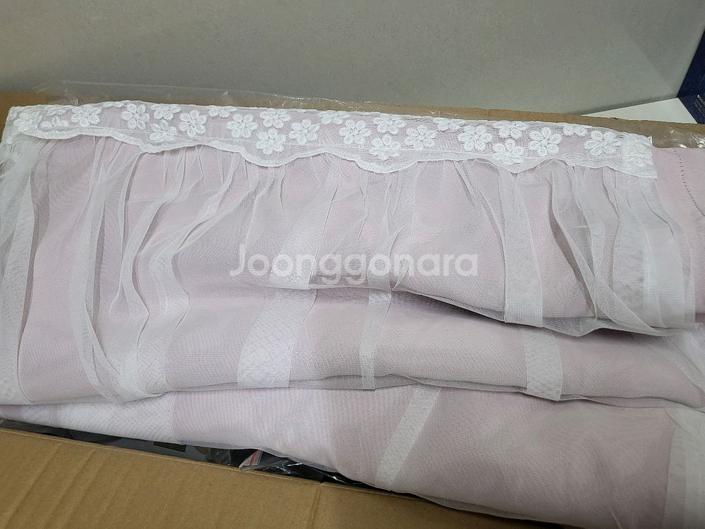 아리아 이중레이스암막커튼 핑크 260*230 새제품 봉셋트--4