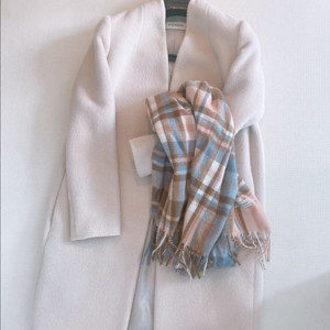 단아한 겨울코트) 모조에스핀 연핑크 울코트 55