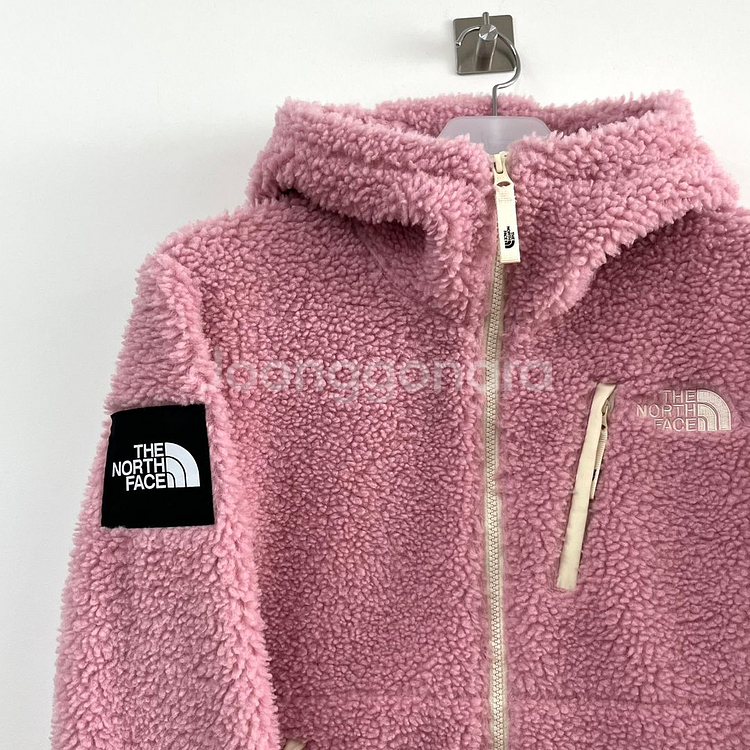 노스페이스 화이트라벨 핑크 후드 뽀글이 플리스 자켓--4