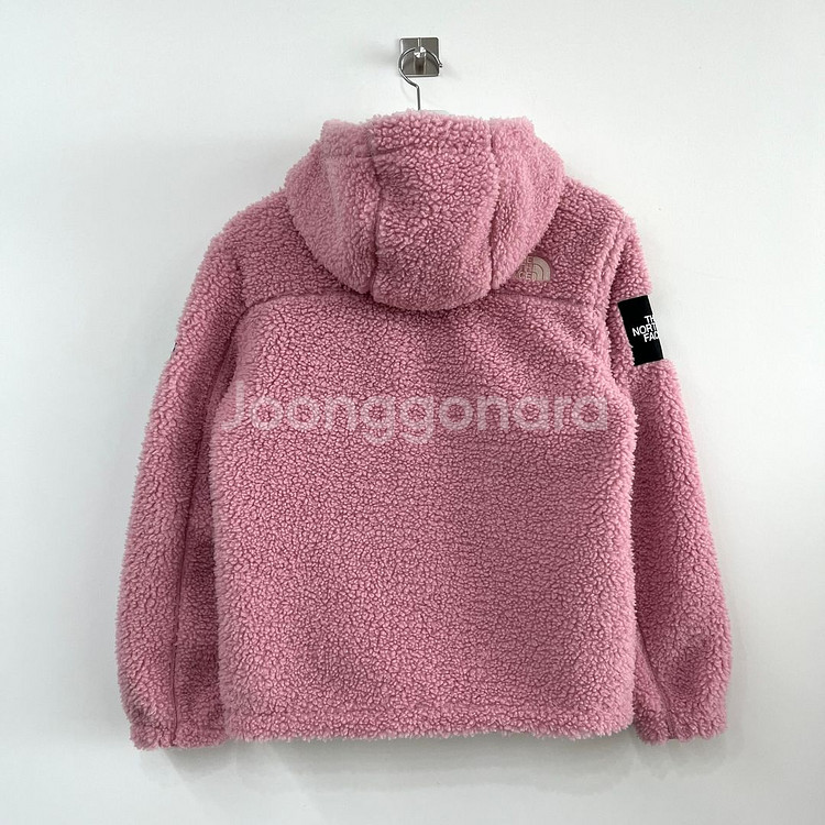 노스페이스 화이트라벨 핑크 후드 뽀글이 플리스 자켓--2