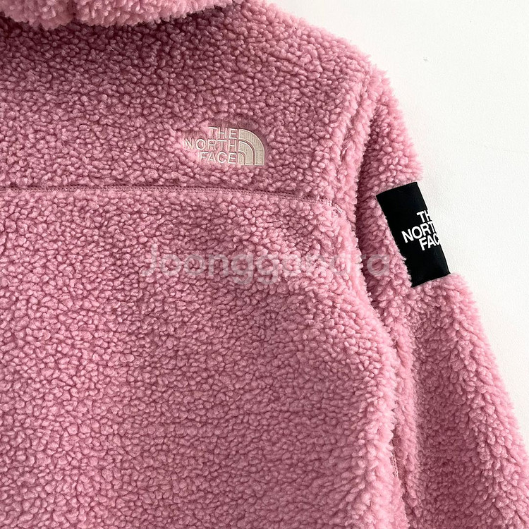 노스페이스 화이트라벨 핑크 후드 뽀글이 플리스 자켓--5