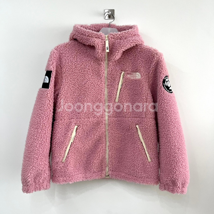 노스페이스 화이트라벨 핑크 후드 뽀글이 플리스 자켓--1