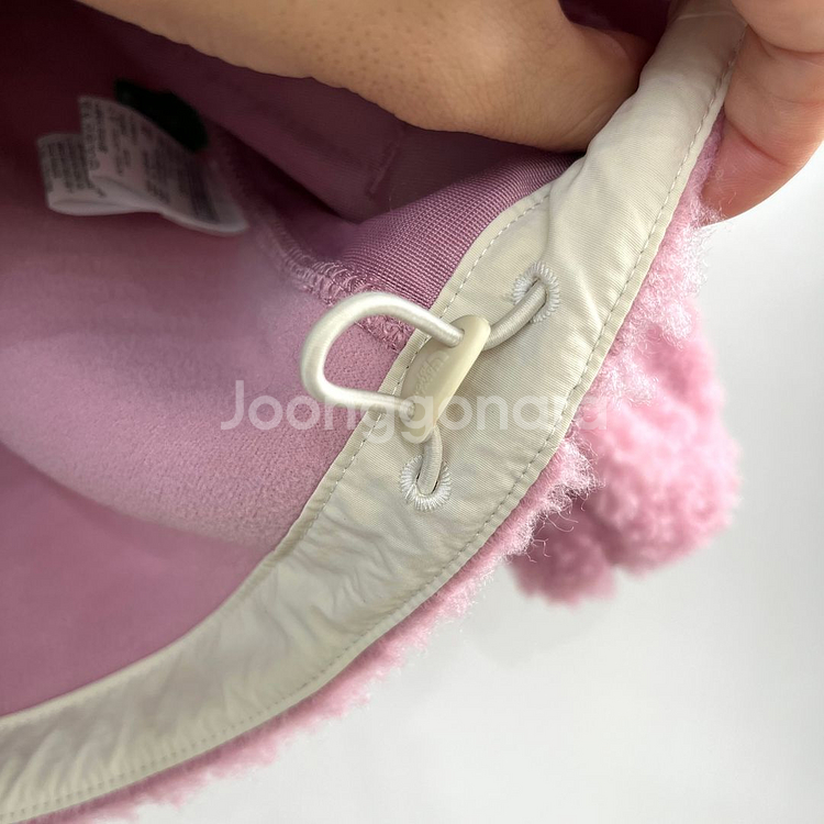 노스페이스 화이트라벨 핑크 후드 뽀글이 플리스 자켓--6