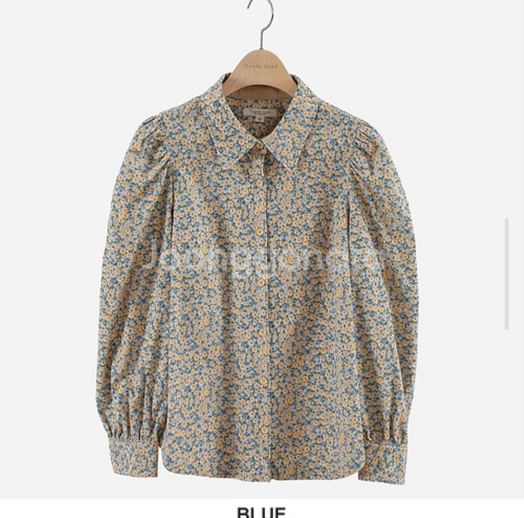 써쓰데이아일랜드 T218MBL233W 잔꽃 코듀로이 볼륨 블라우스 M--0