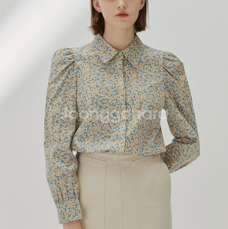 써쓰데이아일랜드 T218MBL233W 잔꽃 코듀로이 볼륨 블라우스 M--3