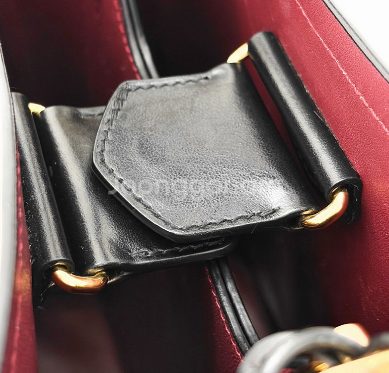 [M] 프라다 파니에 유광 브러시드 레더 버킷 백 토트백 미디움 블랙--8