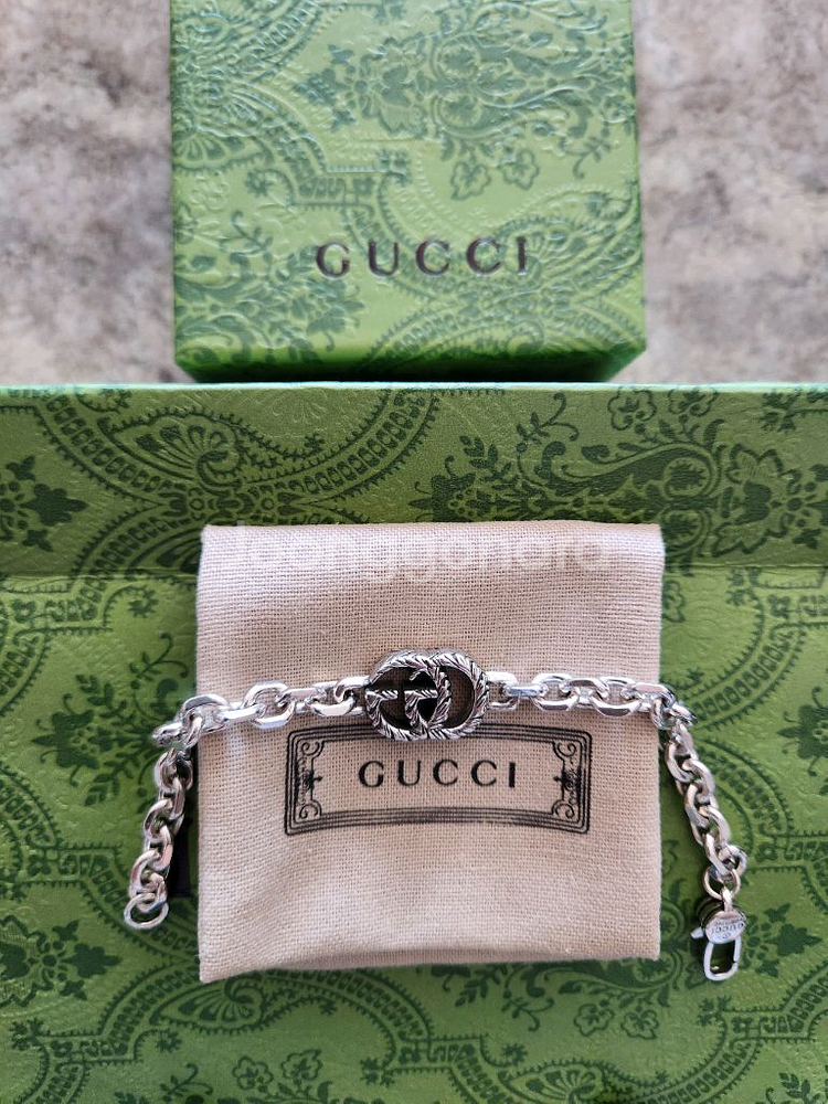 구찌 GG 로고 체인 팔찌--1