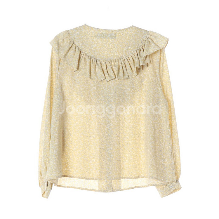 [M]나인 옐로우 플로럴 러플 브이넥 긴팔 블라우스--3