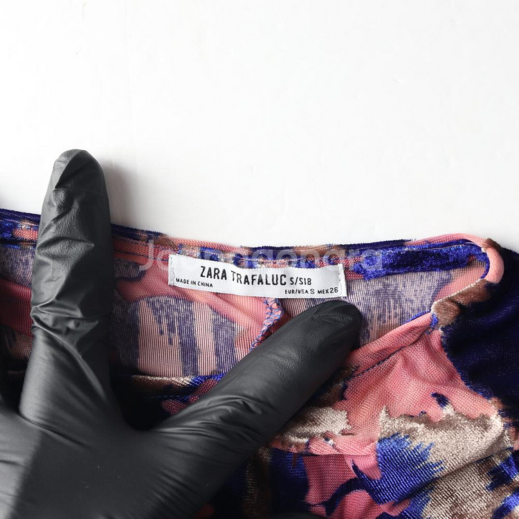 [S]자라 네이비 핑크 벨벳 레이스 셔링 긴팔 롱 원피스 드레스--5