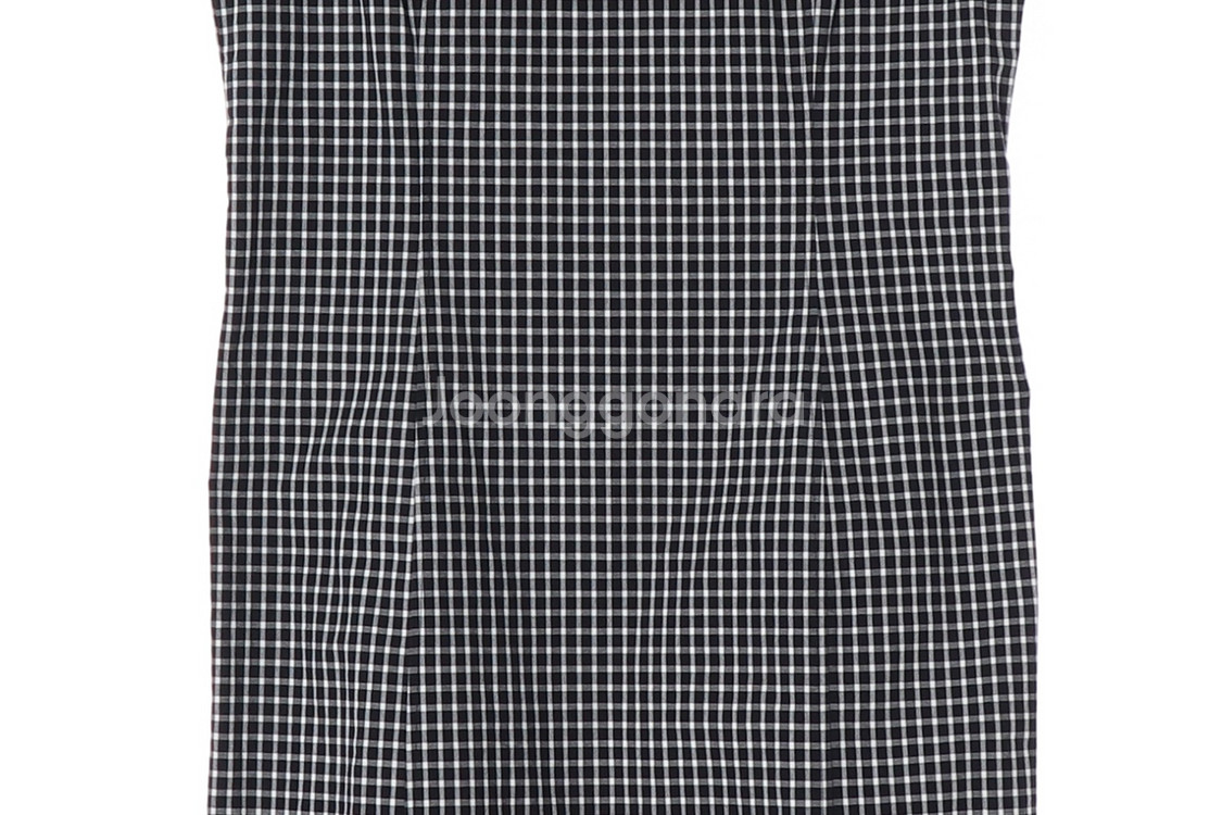 [M]라코스테 블랙 체크 로고 보트넥 민소매 원피스 나시 드레스--2